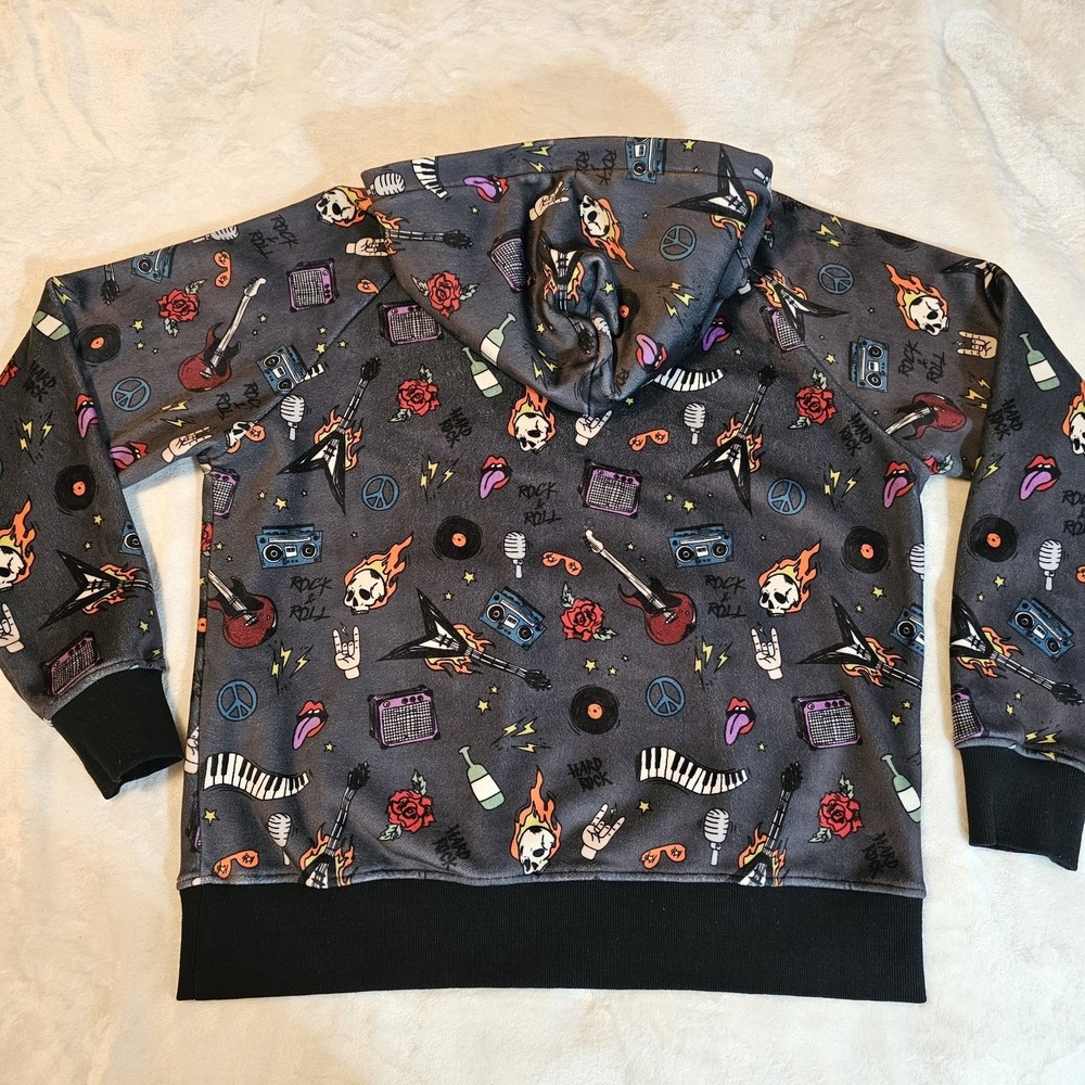 Spark Paws Rock & Roll Design Gray Hoodie Unisex Size XLarge (49in Chest) - Picture 5 of 9